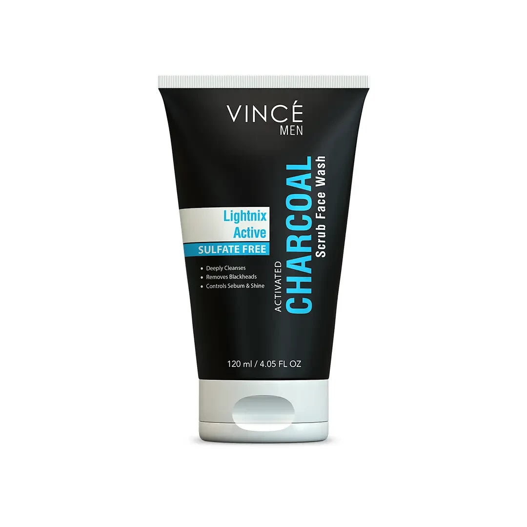 VINCE MEN ACTIVATED CHARCOAL SCRUB FACE WASH 120ML