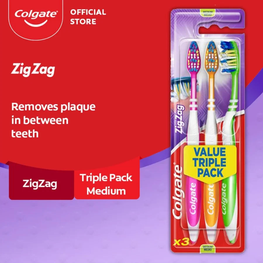 COLGATE T/BRUSH ZIG ZAG 3P MED