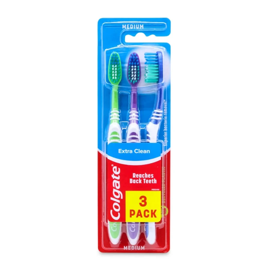 COLGATE T/BRUSH EXTRA CLEAN 3P MED
