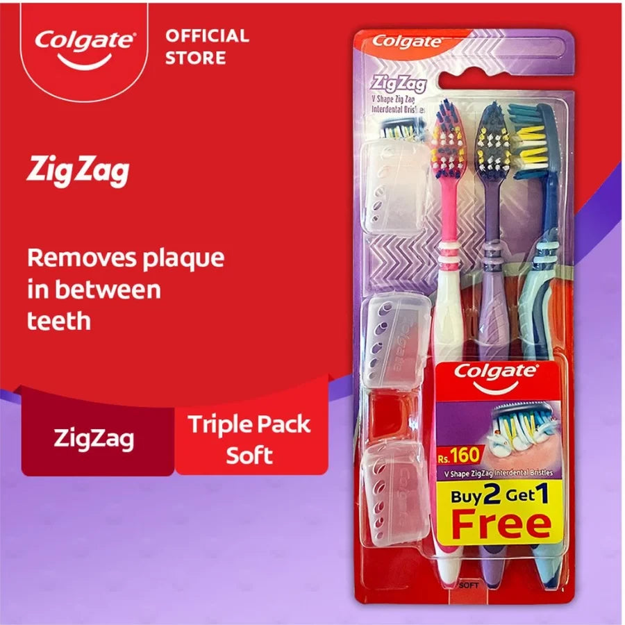 COLGATE T/BRUSH ZIG ZAG 3P SOFT