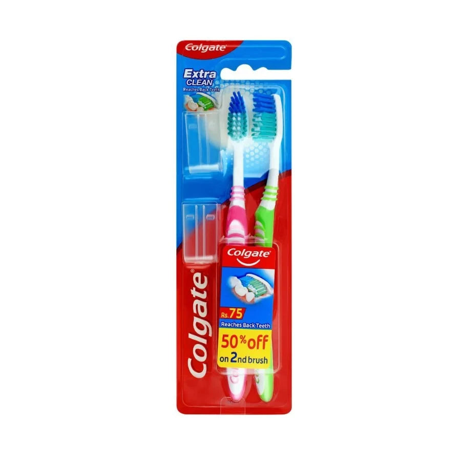 COLGATE T/BRUSH EXTRA CLEAN 2P MED