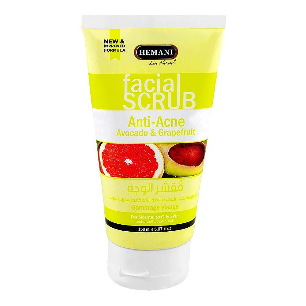 HEMANI ANTI-ACNE FACIAL SCRUB 150ML AVOCADO & GRAPEFRUIT